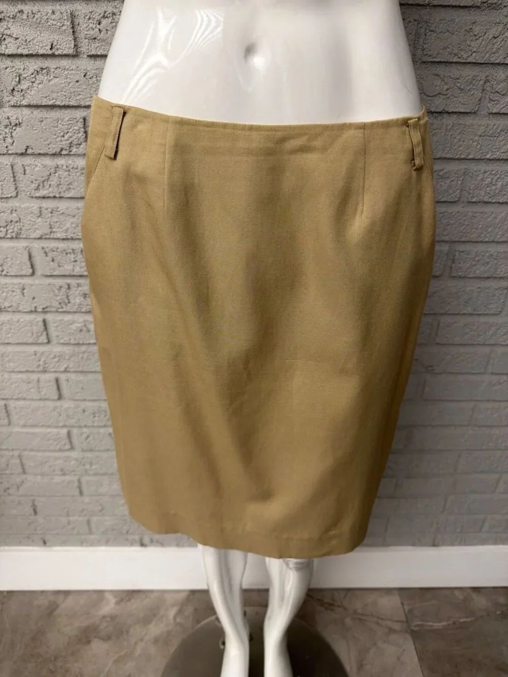 DKNY Women's Camel Silk / Cotton Pencil Skirt Size 12